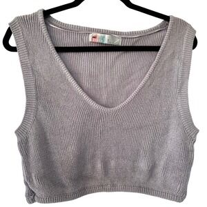 Free People Beach Sweater Vest Women XL‎ Purple Knit Cropped Living In This